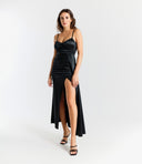 Vestito in raso con coda Collin's
