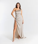 Vestito monospalla in raso Collin’s