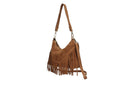 Borsa scamosciata con frange in vera pelle fiorella Collin's