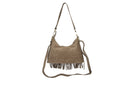 Borsa scamosciata con frange in vera pelle fiorella Collin's