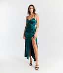 Vestito in raso con coda Collin's