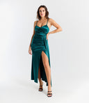 Vestito in raso con coda Collin's