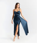 Vestito in raso con coda Collin's