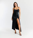Vestito in raso con coda Collin's