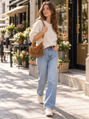 Borsa scamosciata con frange in vera pelle fiorella Collin's