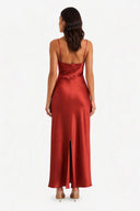 Vestito in raso con balza 8018A Collin's