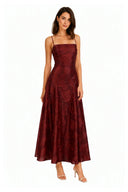 Vestito con tessuto jacquard floreale, spalline e fascia 80569 Collin's