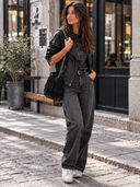 Borsa secchiello scamosciato con frange in vera pelle naima Collin's
