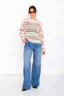 Maglione lavorato a maglie a righe colorate 41343 24Colours