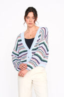Cardigan lavorato a maglia a righe colorate 41365 24Colours