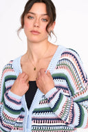 Cardigan lavorato a maglia a righe colorate 41365 24Colours