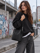 Borsa a tracolla secchiello in vera pelle sandra Collin's