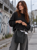 Borsa a tracolla secchiello in vera pelle sandra Collin's